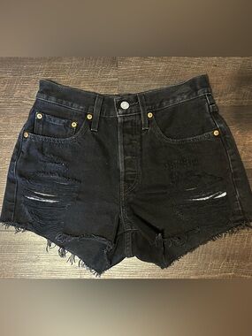Levi's Black Distressed Cutoff Denim Shorts